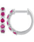 Ruby (1/2 ct. t.w.)& Diamond (1/20 ct. t.w.) Small Hoop Earrings in 14k White Gold, 1" (Also in Emerald)