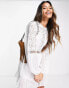 Фото #6 товара Reclaimed Vintage high neck lace mini tea dress in white