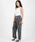 ფოტო #3 პროდუქტის Petite Printed Pull-On Wide-Leg Pants