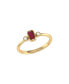 ფოტო #1 პროდუქტის Emerald Cut Ruby Gemstone, Natural Diamonds Birthstone Ring in 14K Yellow Gold