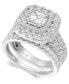 ფოტო #1 პროდუქტის Diamond Princess Halo Bridal Set (1-1/2 ct. t.w.) in 14k White Gold