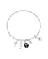 ფოტო #1 პროდუქტის Silver-Plated Cross "Faith" Multi Charm Twist Design Bangle Bracelet