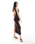 Фото #1 товара ASOS DESIGN open back drape detail midi dress in brown