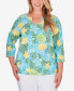 ფოტო #1 პროდუქტის Plus Size Embellished Horseshoe Neck Floral Top