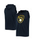 Men's Navy Milwaukee Brewers Sleeveless Pullover Hoodie 2XL - фото #4