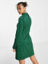 Фото #2 товара New Look long sleeve mini dress in green pattern