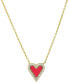 Фото #1 товара Macy's cubic Zirconia Red Enamel Heart Pendant Necklace in 14k Gold-Plated Sterling Silver, 16" + 2" extender