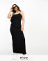 Фото #1 товара Threadbare Petite Frankie strappy cami maxi dress with side split in black