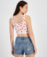 Фото #2 товара Juniors' Cropped Strawberry-Print Top