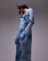 Фото #3 товара Topshop distressed blue floral trim detail maxi dress