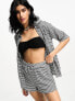 Фото #4 товара The Frolic bromine beach short co-ord in black and white textured gingham