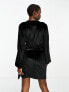 Фото #3 товара In The Style exclusive velvet tie side mini dress in black