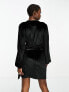 In The Style exclusive velvet tie side mini dress in black