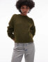 Фото #1 товара Topshop – Strickpullover in Khaki mit Rundhalsausschnitt, Raglanärmeln und sichtbaren Nähten