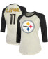 Фото #1 товара Women's Cream, Black Pittsburgh Steelers Player Raglan Name Number 3/4 Sleeve T-shirt