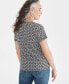 Фото #4 товара Petite Printed Short-Sleeve Henley Top, Created for Macy's