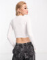 Фото #2 товара Weekday Mini long sleeve crop top in white