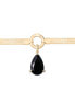 ფოტო #4 პროდუქტის Onyx & Diamond Accent Pear-Shaped Herringbone 18" Pendant Necklace in 14k Gold-Plated Sterling Silver