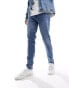 Фото #3 товара ASOS DESIGN skinny jeans with knee rip in dark wash blue