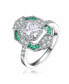 Фото #1 товара Sterling Silver with Rhodium Plated Radiant Cubic Zirconia Coctail Ring