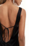 Фото #5 товара ASOS DESIGN low back satin mini dress with ties in black