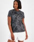 Фото #1 товара Women's Water-Bubbles Jacquard Mesh Short-Sleeve Top, Created for Macy's