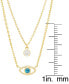 Фото #3 товара Macy's blue Topaz (1/4 ct. t.w.) & Cubic Zirconia Evil Eye & Solitaire Layered Necklace in 14k Gold-Plated Sterling Silver, 13-1/2" + 2" extender