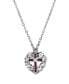 ფოტო #1 პროდუქტის Pewter Red Enamel Cross Crystal Heart Necklace