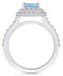 ფოტო #3 პროდუქტის Aquamarine and Diamond Accent Halo Ring in 14K White Gold