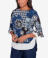 Фото #4 товара Women's Downtown Vibe Floral Flutter Sleeve Top with Woven Trim
