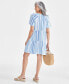 Women's Stripe Split-Neck Tiered Dress, Created for Macy's Синий, S - фото #2