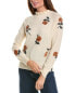 Фото #1 товара Minnie Rose Embroidered Flower Mock Neck Cashmere Sweater Women's White M