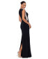 Petite Rhinestone-Trim Illusion Gown