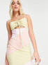 Фото #3 товара Bailey Rose halter neck tie detail mini dress pastel rainbow overlocking