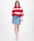 ფოტო #8 პროდუქტის Women's Striped Letterman Crewneck Cotton Sweatshirt