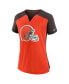 ფოტო #3 პროდუქტის Women's Orange, Brown Cleveland Browns Impact Exceed Performance Notch Neck T-shirt