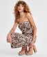 Фото #4 товара Women's Strapless Cheetah-Print Textured Midi Dress, Created for Macy's