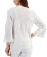 Фото #2 товара Women's Shine 3/4 Sleeve Plisse Split-Neck Top, Created for Macy's