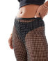 Фото #2 товара ASOS DESIGN Petite fishnet hotfix flare trouser in black