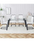 Фото #1 товара Modern Glass Dining Table with Black Metal Legs