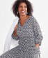 Фото #3 товара Women's Printed V-Neck Blouson-Sleeve Dress, Created for Macy's