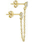 ფოტო #3 პროდუქტის Cubic Zirconia Double Pierced Chain Drop Earrings in Gold-Plated Sterling Silver, Created for Macy's