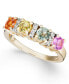 Фото #1 товара Multi-Sapphire (1-1/3 ct. t.w.) & Diamond (1/10 ct. t.w.) Ring in 14k Gold