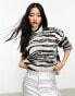 Only high neck soft jumper in black and white abstract stripe