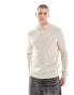 Jack & Jones textured crew neck jumper in beige