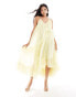 ASOS DESIGN scoop neck trapeze maxi dress with frill in pastel yellow Pastellgelb, 36 - фото #1