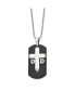 ფოტო #2 პროდუქტის Black IP-plated CZ DAD Dog Tag and Cross Pendant Ball Chain