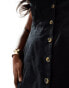 Фото #2 товара ASOS DESIGN Curve mini button through linen waistcoat dress in black