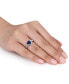 ფოტო #2 პროდუქტის Lab-Grown Blue Sapphire (1-7/8 ct. t.w.) & Lab-Grown White Sapphire (1-7/8 ct. t.w.) Heart Swirl Ring in Sterling Silver
