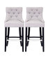 Фото #2 товара 29" Linen Tufted Buttons Upholstered Wingback Bar Stool (Set of 2)